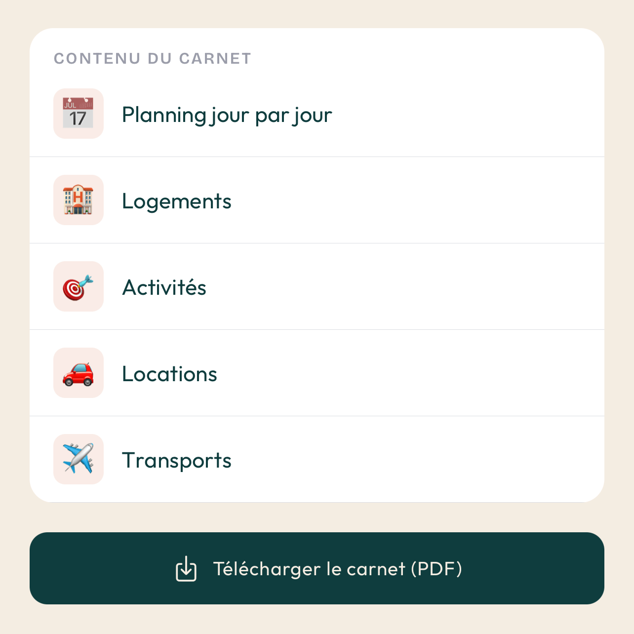 Le carnet de voyage