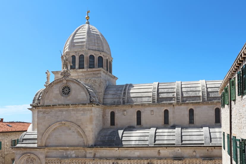 Dome and stone-slab roof of the UNESCO-listed Saint James Cathedral, Šibenik