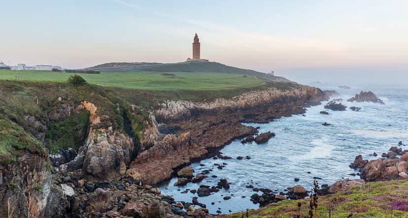 The Tower of Hercules, a Roman lighthouse on its headland in A Coruña
