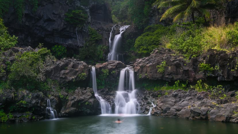 Waterfalls and pools of ʻOheʻo Gulch in the Kīpahulu District of Haleakalā National Park, Maui