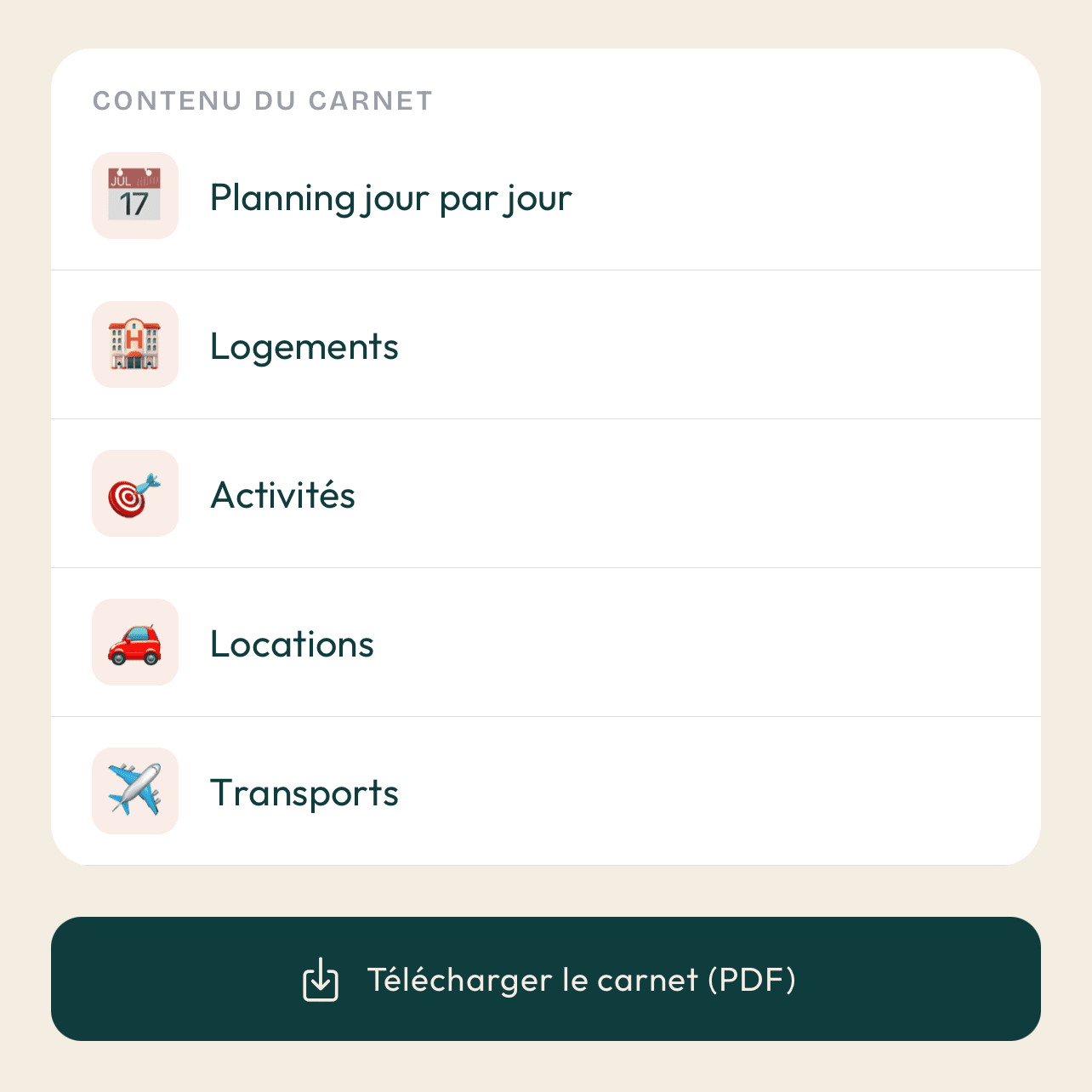 Le carnet de voyage